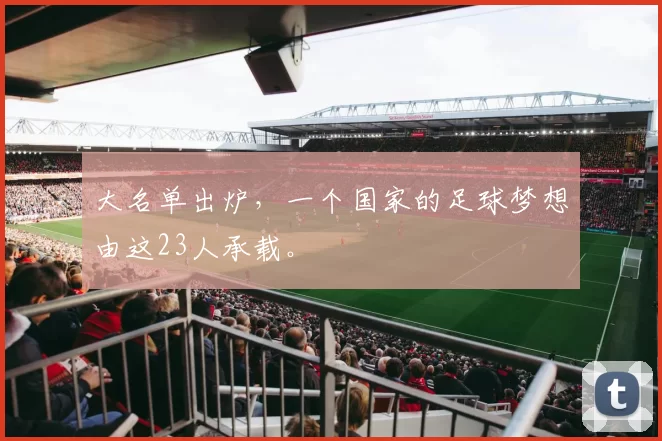 大名单出炉，一个国家的足球梦想由这23人承载。